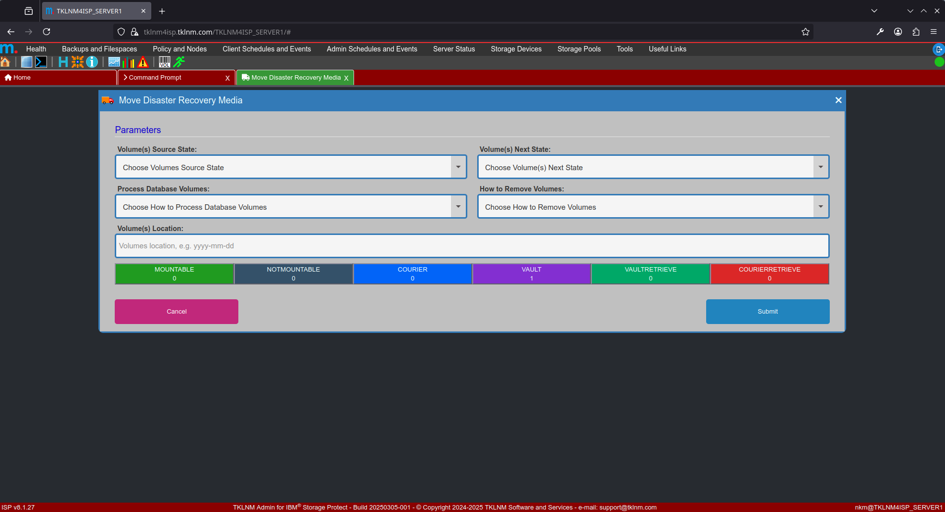 move disaster recovery media wizard